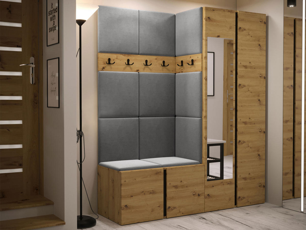 GARDEROBEN-SET Orion XII - Eiche Artisan/Grau, Holzwerkstoff/Kunststoff (158/186/46cm) - MIRJAN24