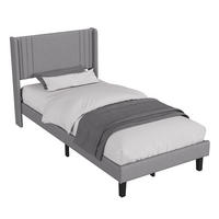 POLSTERBETT 90x200 cm Einzelbett mit Lattenrost, Leinenstoff Grau - Grau, Metall (90/200cm) - EuroLiving