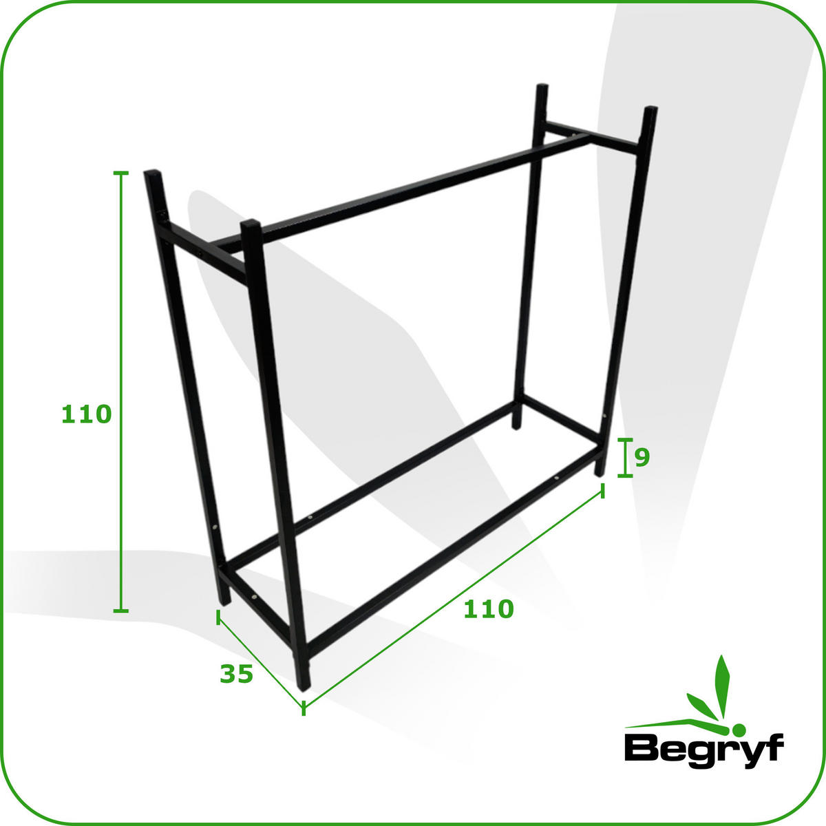 KAMINHOLZREGAL, Metall, Schwarz, stabil 110×35×110 cm - Schwarz, Metall (110/110/35cm) - Begryf