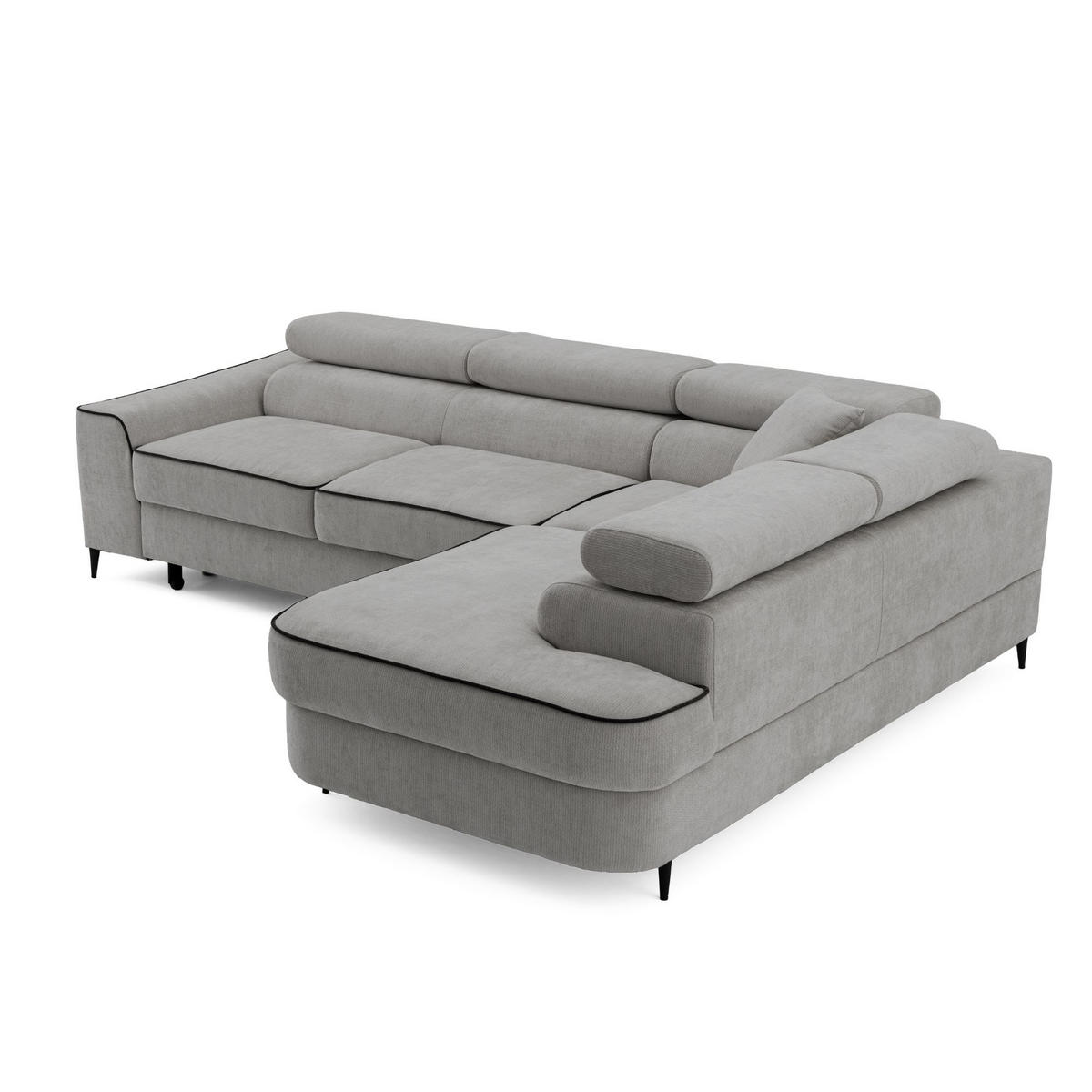 ECKSOFA EVER L Rechts mit Schlaffunktion 193x126 Chenille Grau - Schwarz/Grau, Holz/Textil (204/267cm) - Muffo