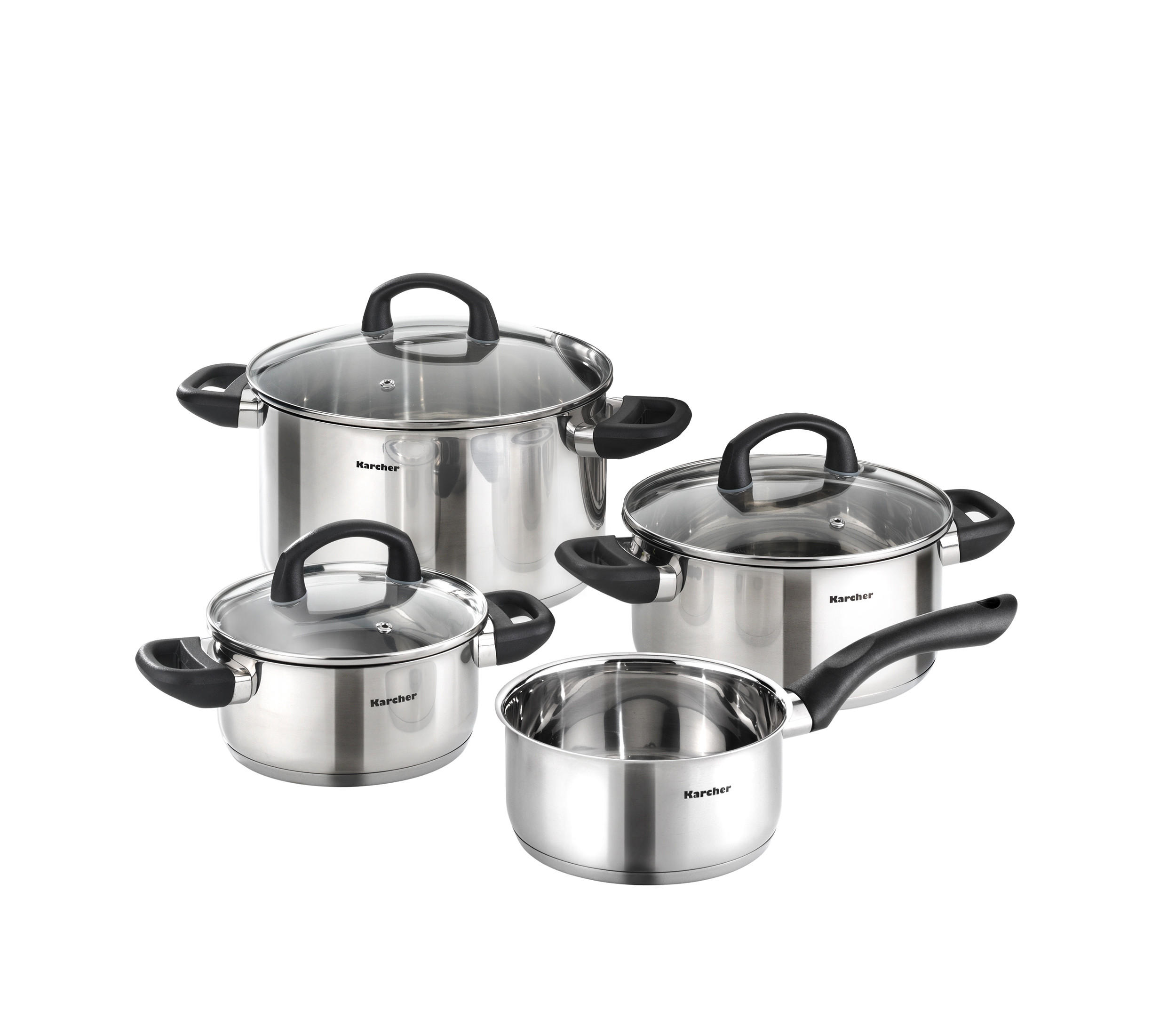 TOPFSET Mia, Edelstahl, Induktion, 4-teilig - Edelstahlfarben, Kunststoff/Metall - Karcher