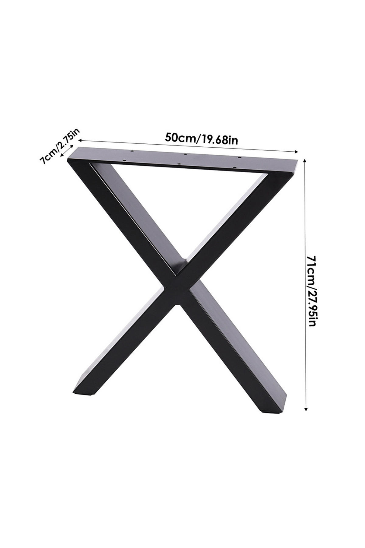 TISCHBEINE 2-tlg Set X-förmige aus Eisen in Schwarz 71-cm hohe 50 x 7 x 71 cm - Schwarz, Metall (50/71/7cm) - Livingandhome