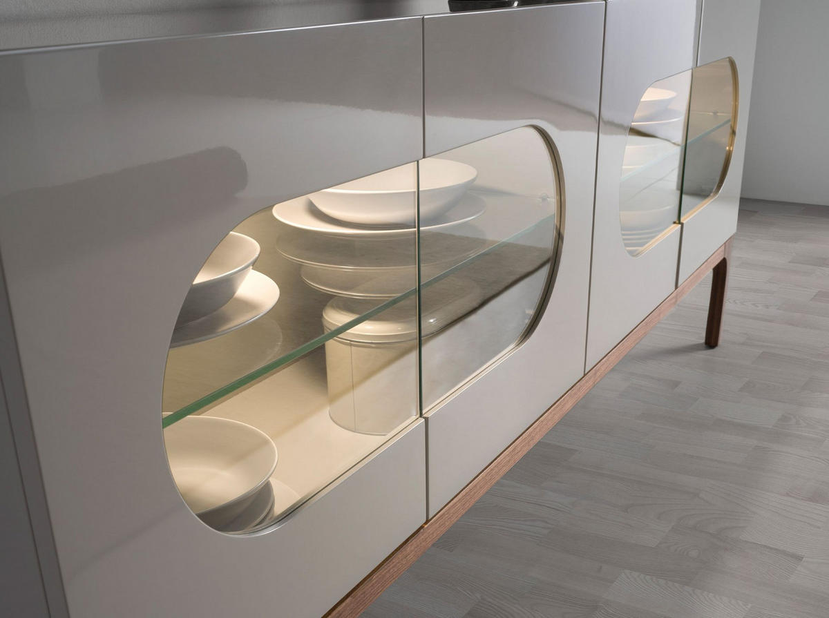 SIDEBOARD Sideboard aus grauem und Walnussholz mit Innenbeleuchtung 180/41/75 cm - Walnussfarben/Grau, Holzwerkstoff (180/75/41cm) - ANGEL CERDA