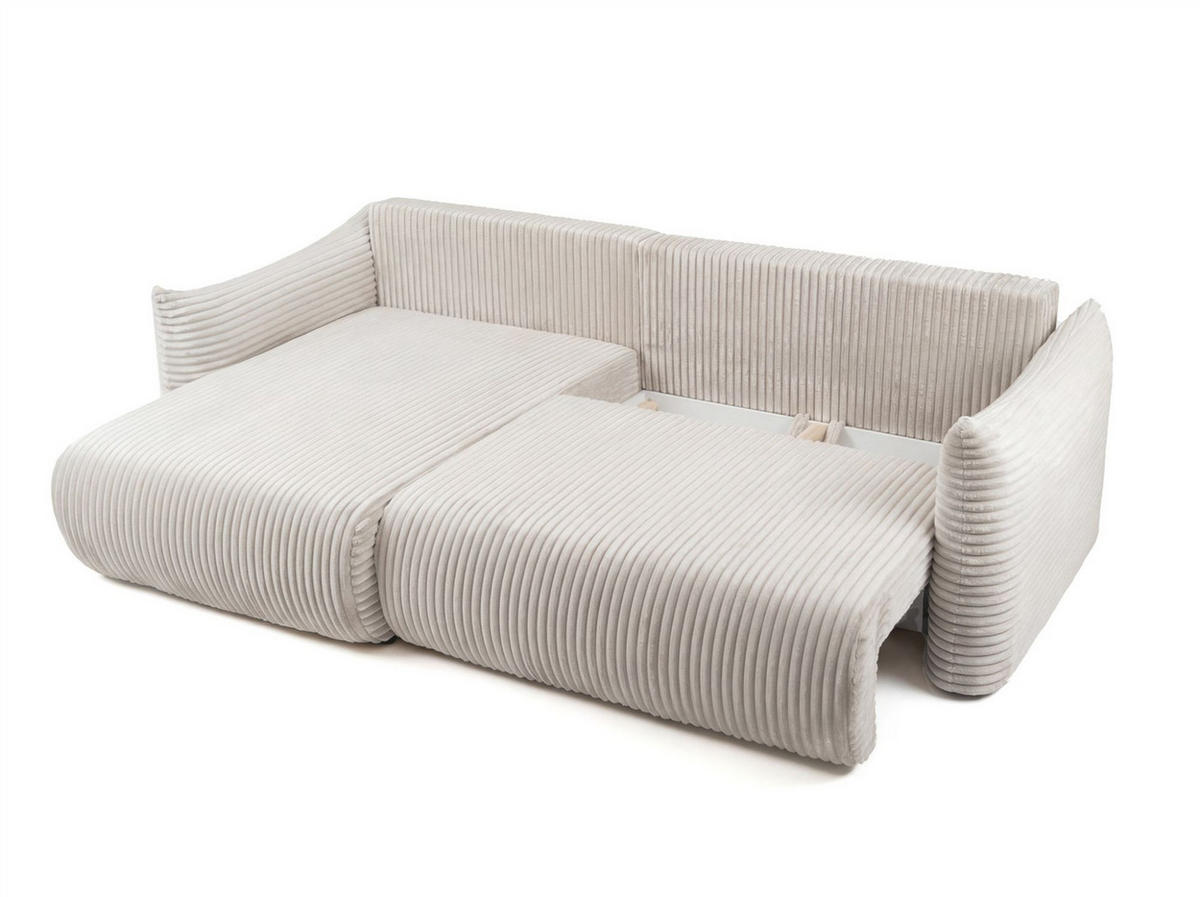ECKSOFA Mailand Mit Schlaffunktion - Ecru, Holzwerkstoff/Textil (154/260cm) - Fun Möbel