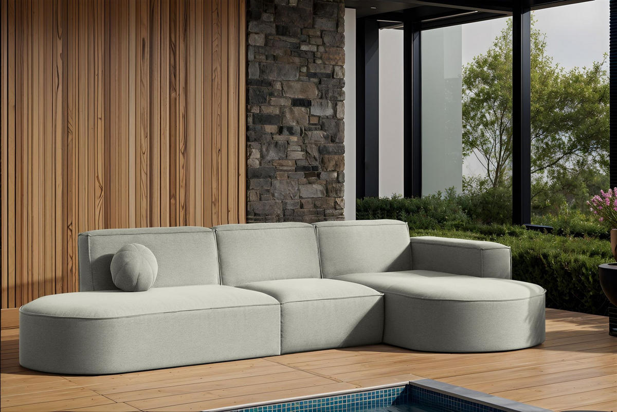 ECKSOFA Sunday - Hellgrau, Holzwerkstoff (296/78/165cm) - Fun Möbel