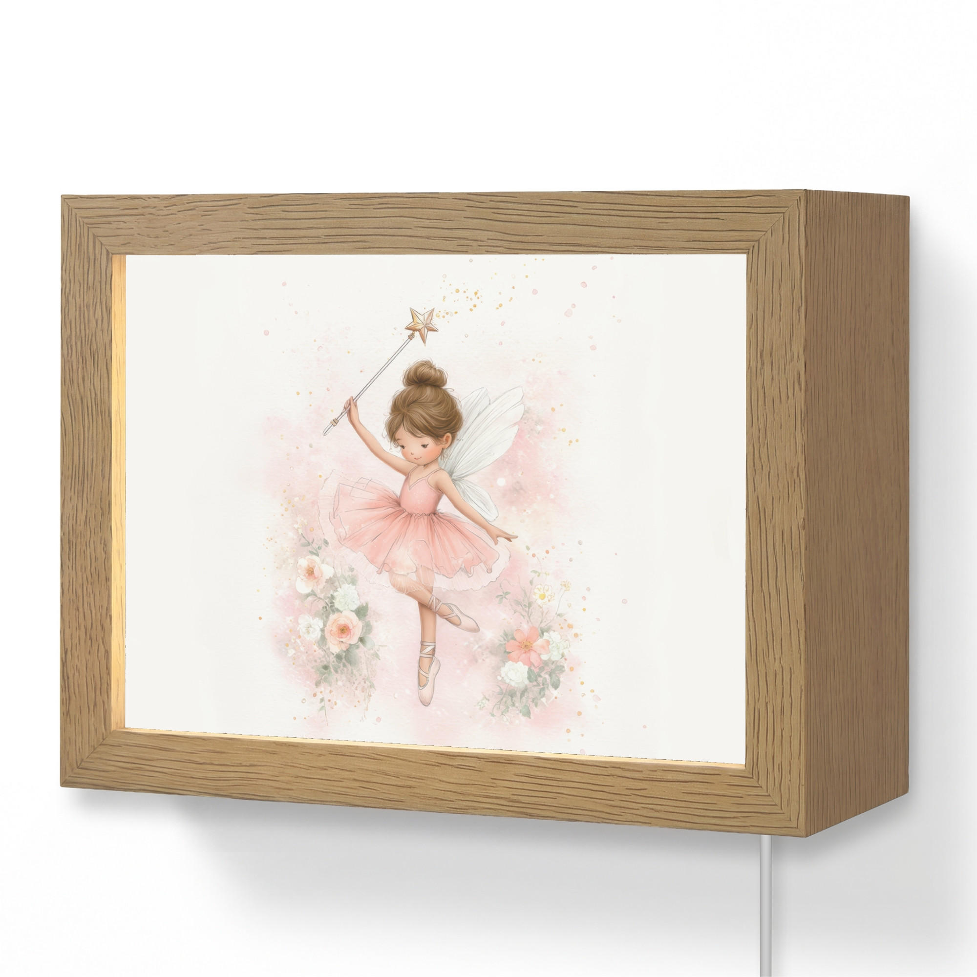 NÁSTĚNNÁ LAMPA Baletka - Víla - Květiny - Růžová 20x15 cm - růžová, kompozitní dřevo (20/15/8cm) - OnlyWow