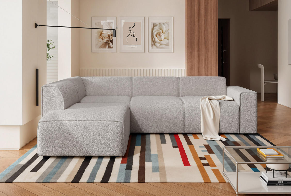 ECKSOFA ZAVO Feiner Mischstoff in Grau - Grau, Holzwerkstoff/Kunststoff (310/218cm) - Idohome