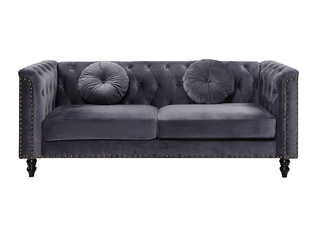 SOFA ohne Schlafmöglichkeit - 3 Personen - Stoff, Samt - Anthrazitgrau - - Anthrazit, Textil (190/79/77cm) - Vente-Unique