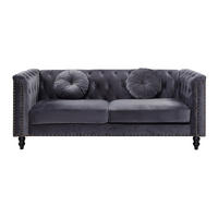 SOFA ohne Schlafmöglichkeit - 3 Personen - Stoff, Samt - Anthrazitgrau - - Anthrazit, Textil (190/79/77cm) - Vente-Unique