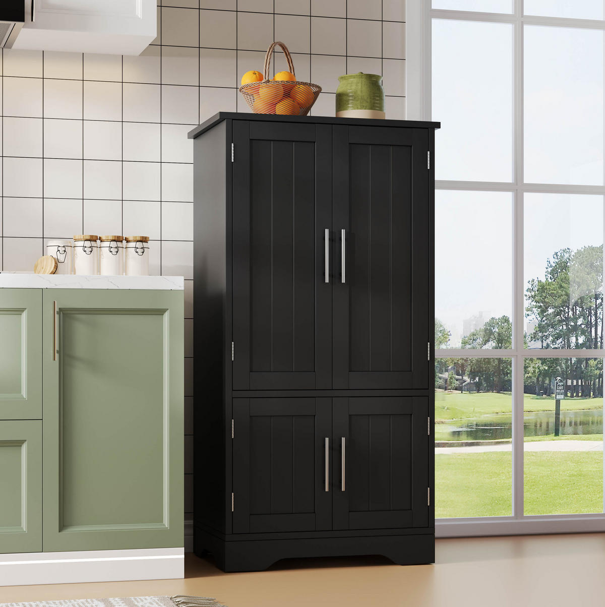 BUFFET 60/40/120 cm schwarz aus MDF mit LED-Sensorlicht - Schwarz, Holzwerkstoff (60/120/40cm) - OKWISH