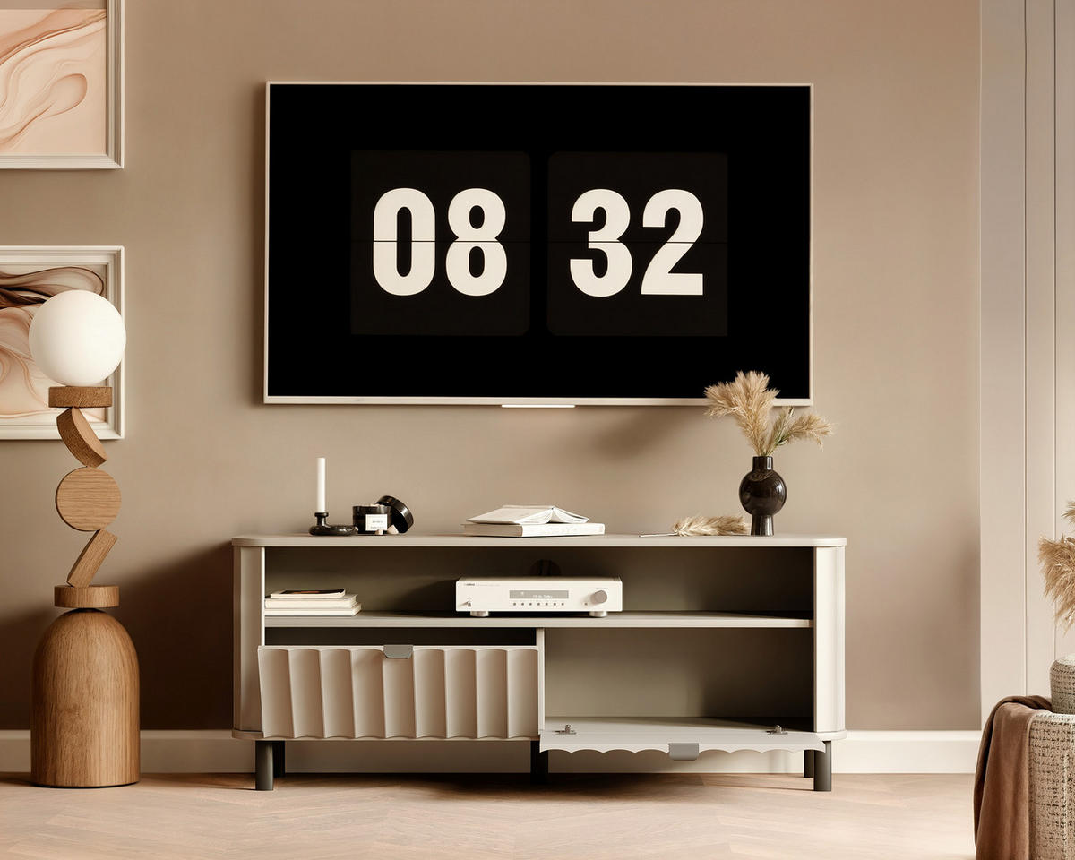 TV-LOWBOARD VITA stehend, 137 cm Lehmgrau - Grau, Holzwerkstoff/Metall (137/57/40.5cm) - Idohome