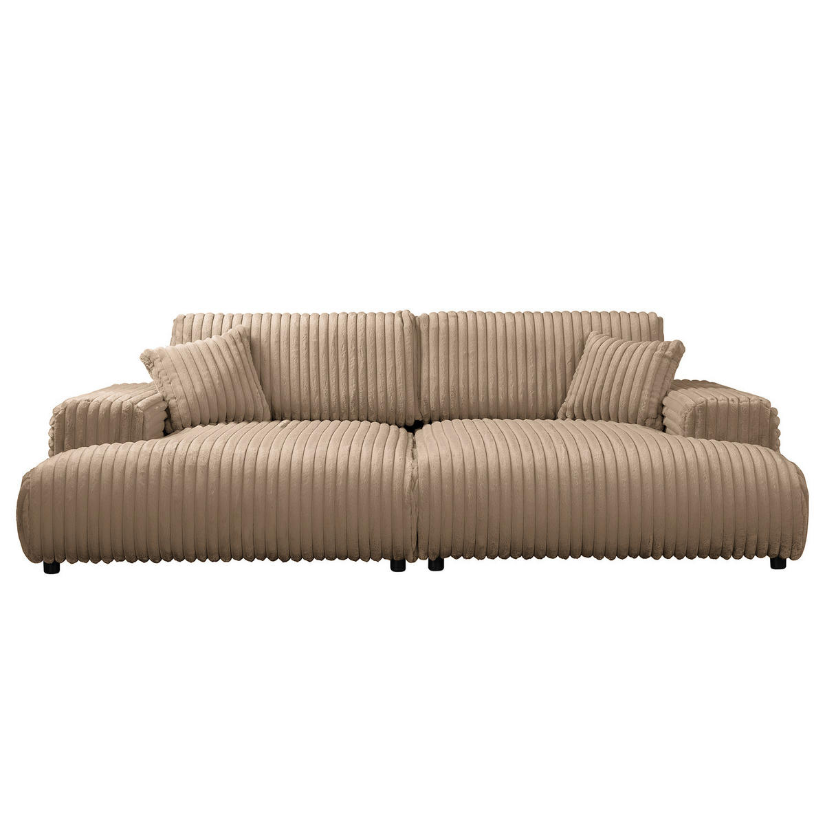 BIGSOFA - Taupe/Schwarz, Kunststoff/Textil (237/79/144cm) - home24