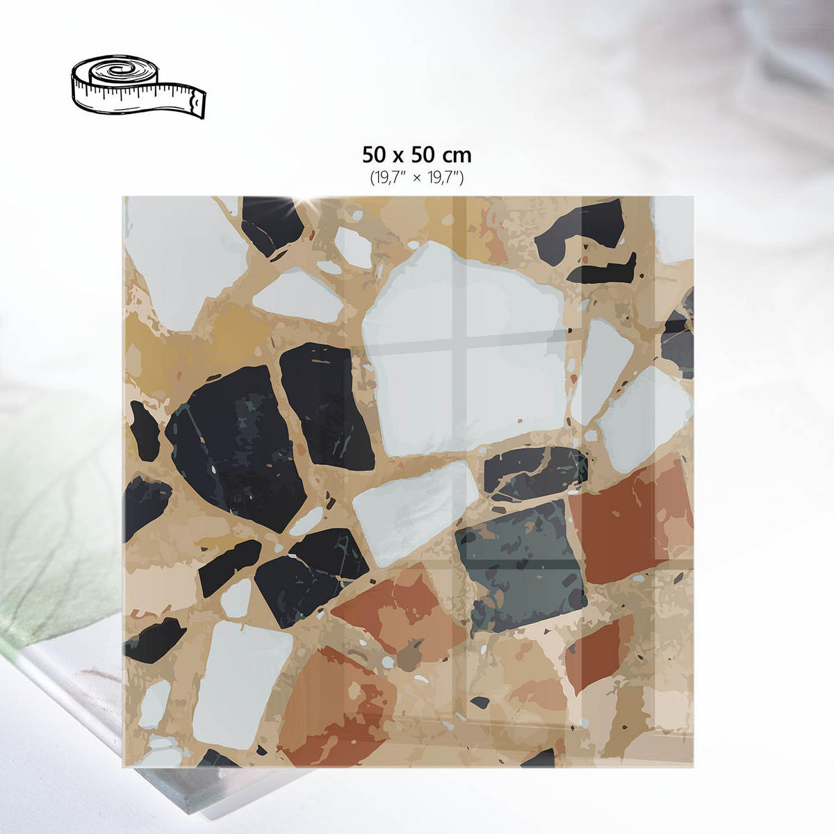 TISCHPLATTE 50x50 cm – Abstraktes Mosaik - Braun, Glas (50/50/0.4cm) - Wallfluent