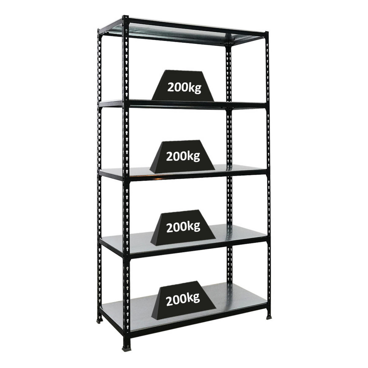 SCHWERLASTREGAL Big Metal Shark HxBxT 200 x 110 x 50 cm Fachlast 200 kg Anthrazit-Verzinkt - Anthrazit, Metall (110/200/50cm) - PROREGAL