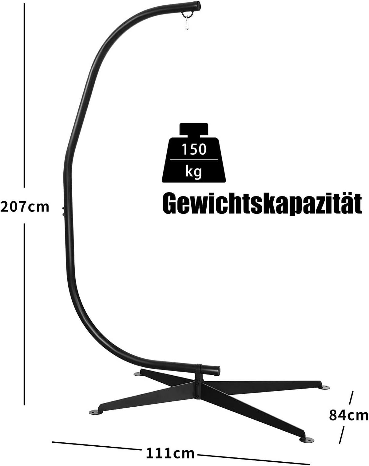 STATIV för hängmatta Svart - Svart, Metall (84/111/207cm) - COSTWAY
