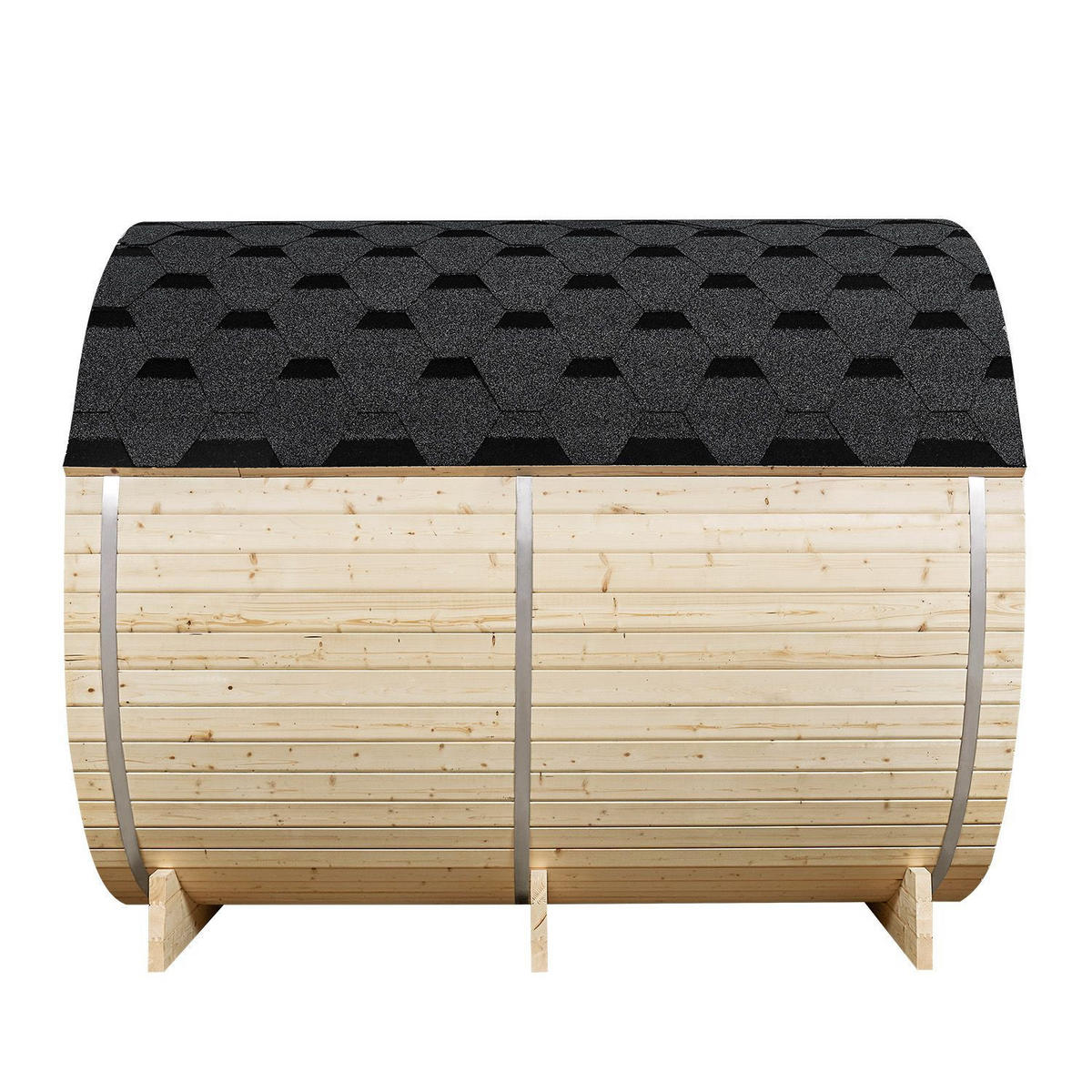 FASSSAUNA Spitzbergen 220 cm mit 8 kW Saunaofen (6 Personen) - Naturfarben, Holz (191/193/220cm) - Artsauna