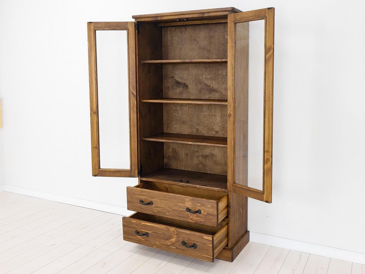 VITRINE aus Massivholz Rustyk - Dunkelbraun/Schwarz, Holz (90/190/40cm) - Seart