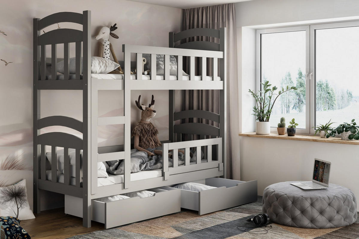 VYSOKÁ Postel DUMBO 75x180 s úložným prostorem, Šedá - šedá, dřevo (75/180cm) - MASSENO