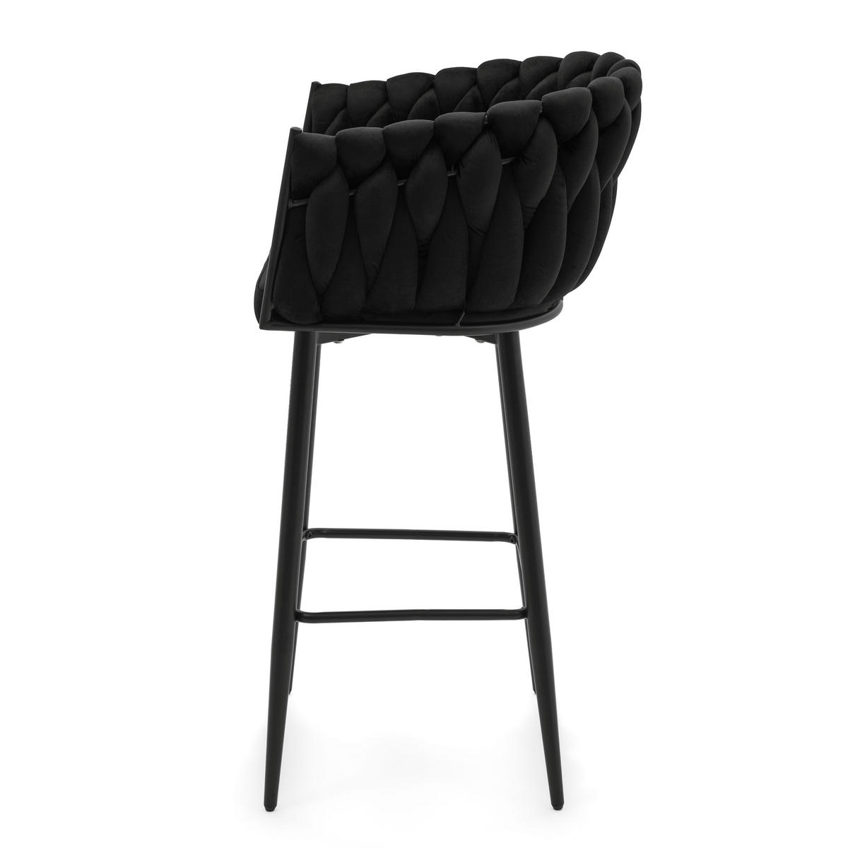 BARHOCKER LATINA gepolsterter mit Steppung - schwarz - Samt Velour - Schwarz, Metall (54/95/55cm) - NEW HOME