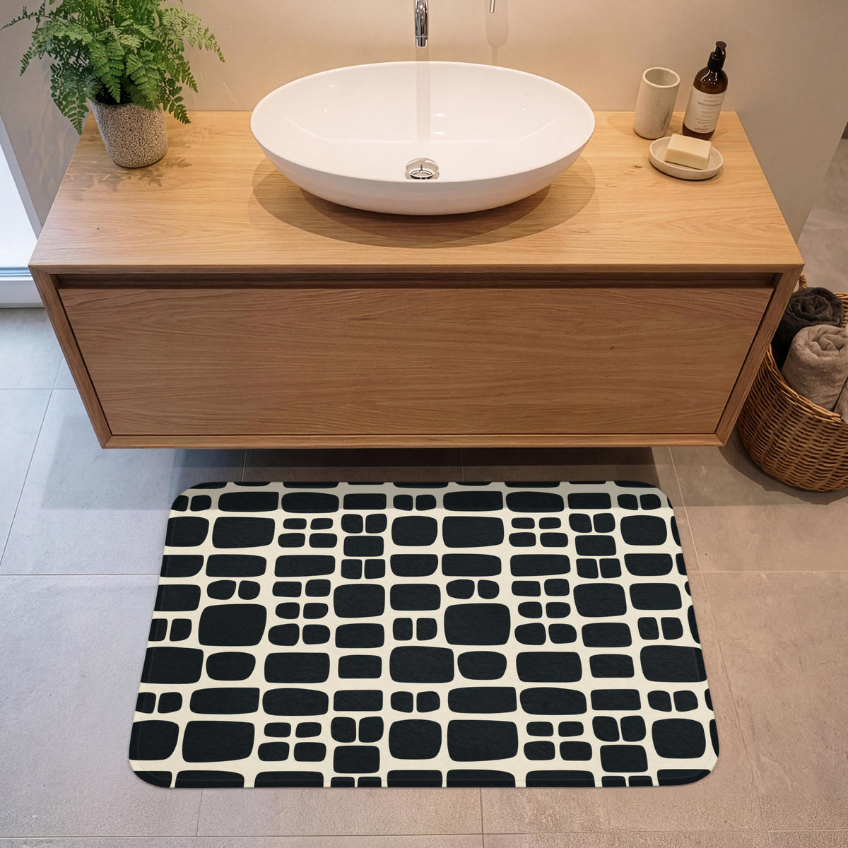 KOUPELNOVÁ PŘEDLOŽKA Moderní - organické - černé 90x60 cm - antracitová, textil/plast (90/60cm)