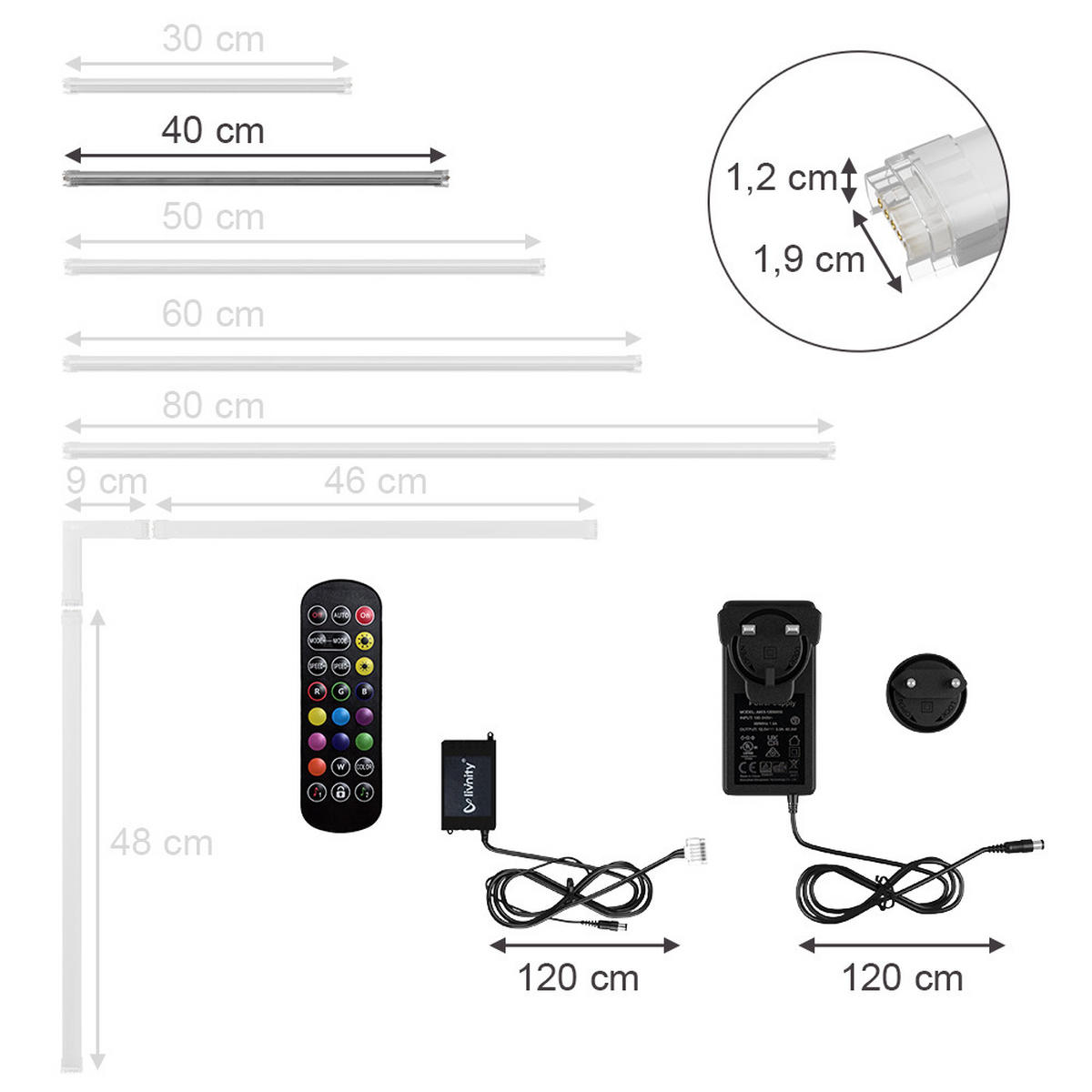 LED PÁSEK Bílá - bílá, kov (1.5/40/1.5cm) - Vicco
