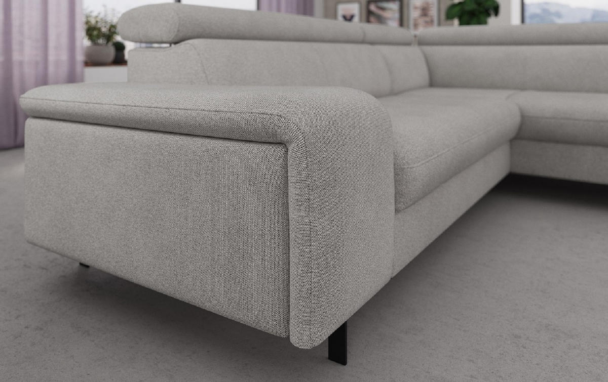 ECKSOFA mit Schlaffunktion und Bettkasten - Hellgrau/Schwarz, Kunststoff/Textil (215/262cm) - Cotta