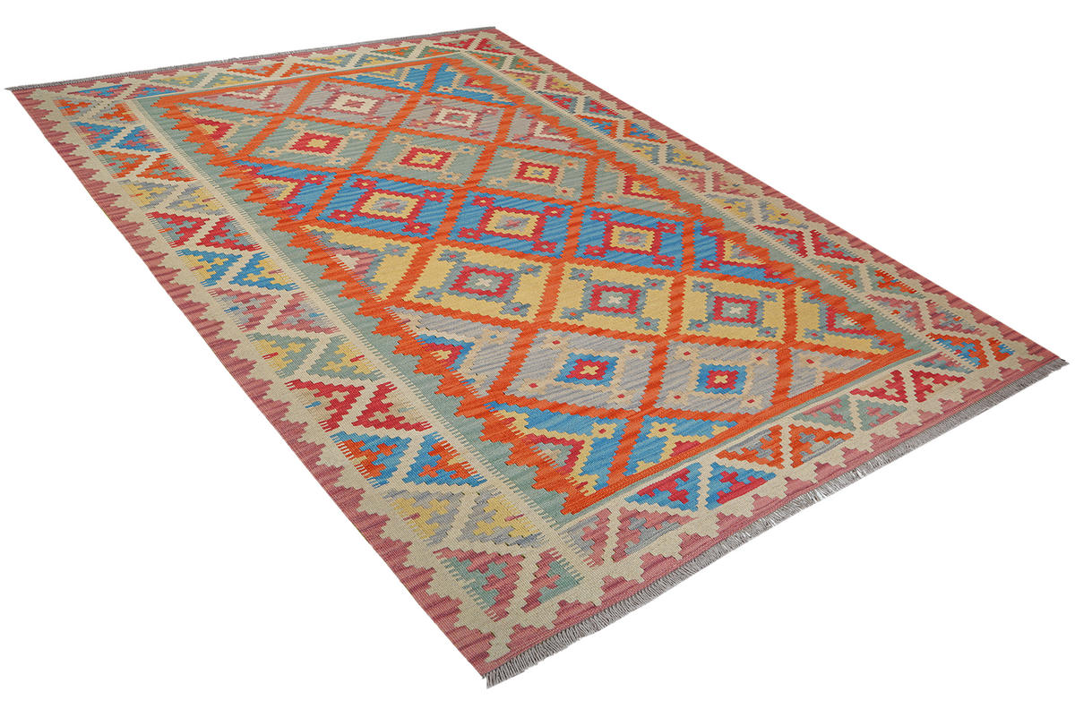 HANDWEBTEPPICH Kelim Gashgai Orange 250/183 cm Schurwolle - Orange, Textil (183/250cm) - Looma