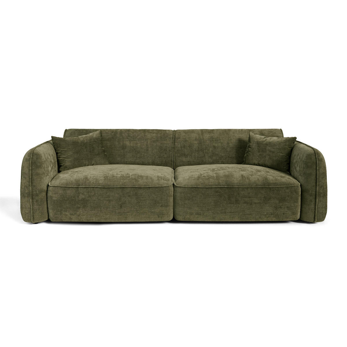 SOFA LOMI Geprägter Samt Vintage-Grün 235cm - Dunkelgrün/Grün, Textil (235/74/90cm) - Premium Interiors
