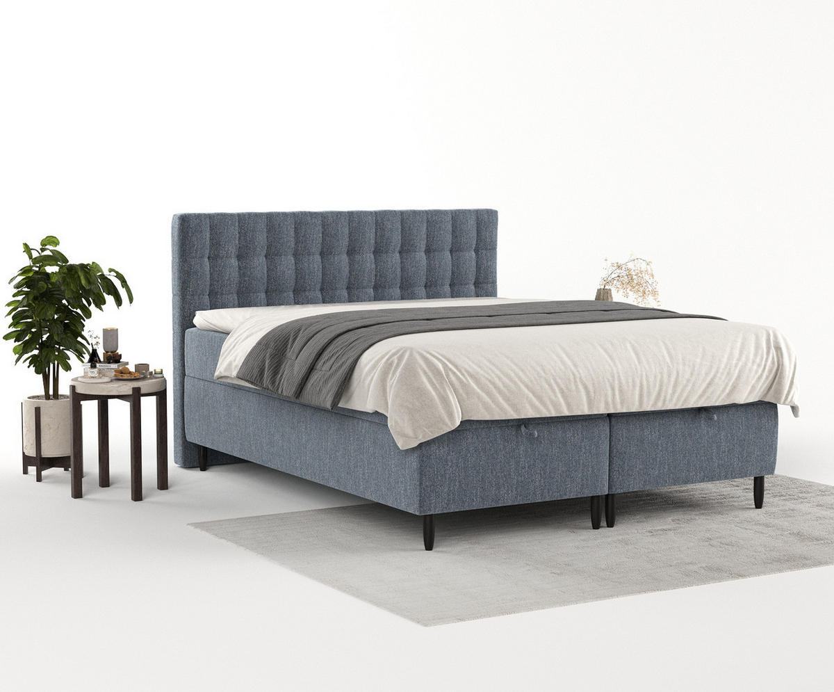 BOXBETT Milo Blau 160/200 cm - Blau/Schwarz, Holz/Holzwerkstoff (160/200cm) - Maison de Reve
