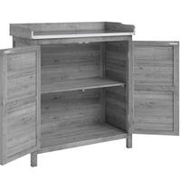 GARTENSCHRANK mit Pflanztisch, verzinkter Arbeitsplatte und 2 Innenfächern, Grau - Grau, Holz (40/92/83cm) - Redom