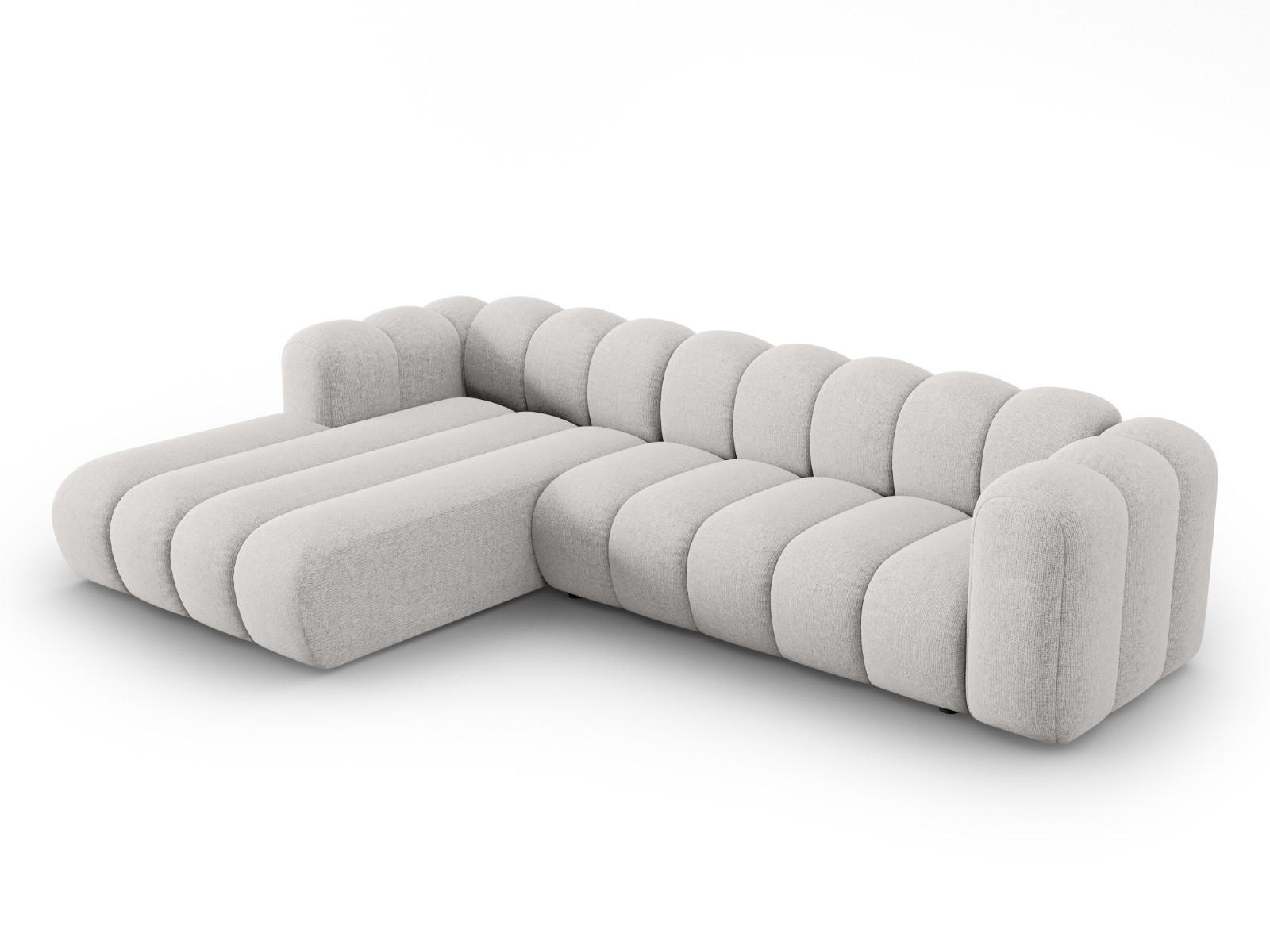 ECKSOFA modular links Lupine aus Chenille-Stoff hellgrau 4 Sitzplätze - Hellgrau, Textil (177/290cm) - Micadoni