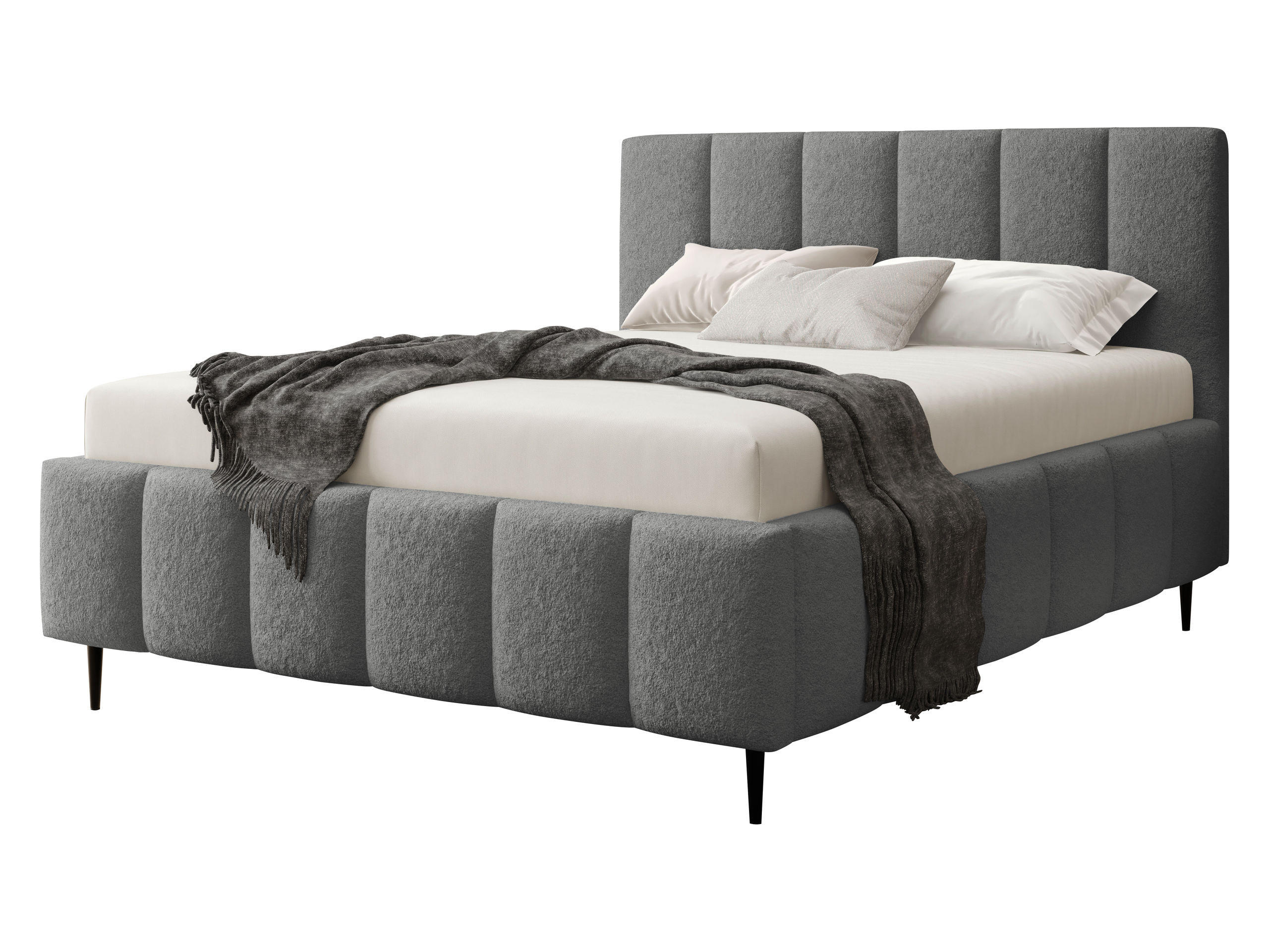 POLSTERBETT Lunaro Leg - Schwarz/Grau, Holz/Textil (180/200cm) - MIRJAN24