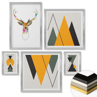 WANDBILDER 5er Set - 50x50 cm & 20x30 cm & 40x60 cm Silberner Rahmen - Italienische Städte (Aquarell) - Silberfarben, Kunststoff (40/60cm) - ArtPrintCave
