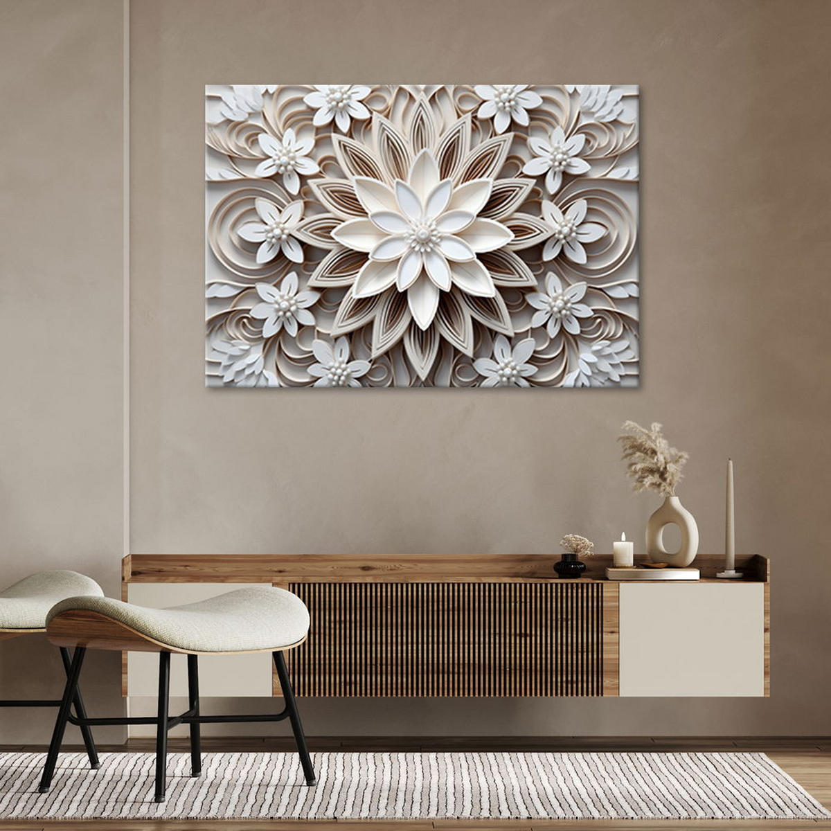 KUNSTDRUCK Weiß 120/80 cm - Weiß, Textil (120/80cm) - KUNSTLOFT
