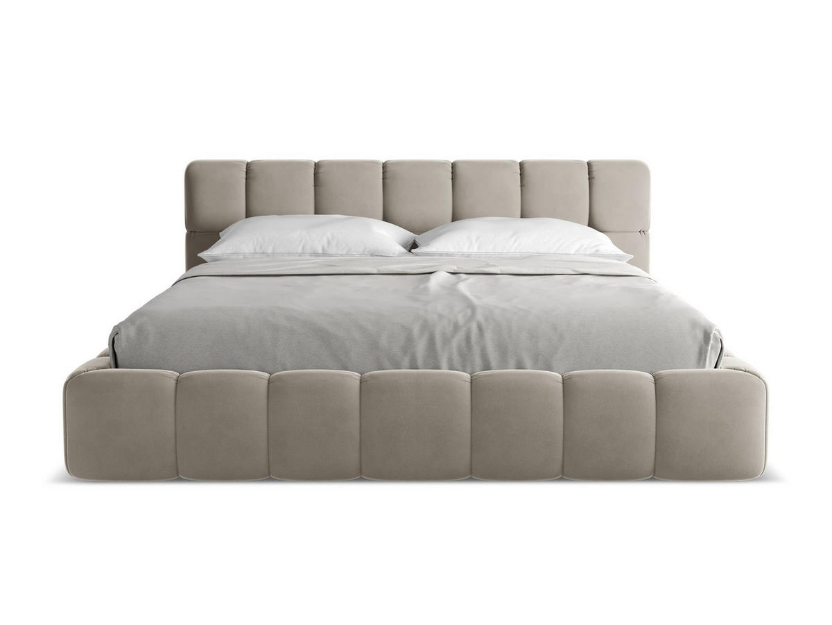 POLSTERBETT mit Bettkasten und Lattenrost 200x228 Grau - Taupe/Schwarz, Kunststoff/Textil (180/200cm) - Makamii