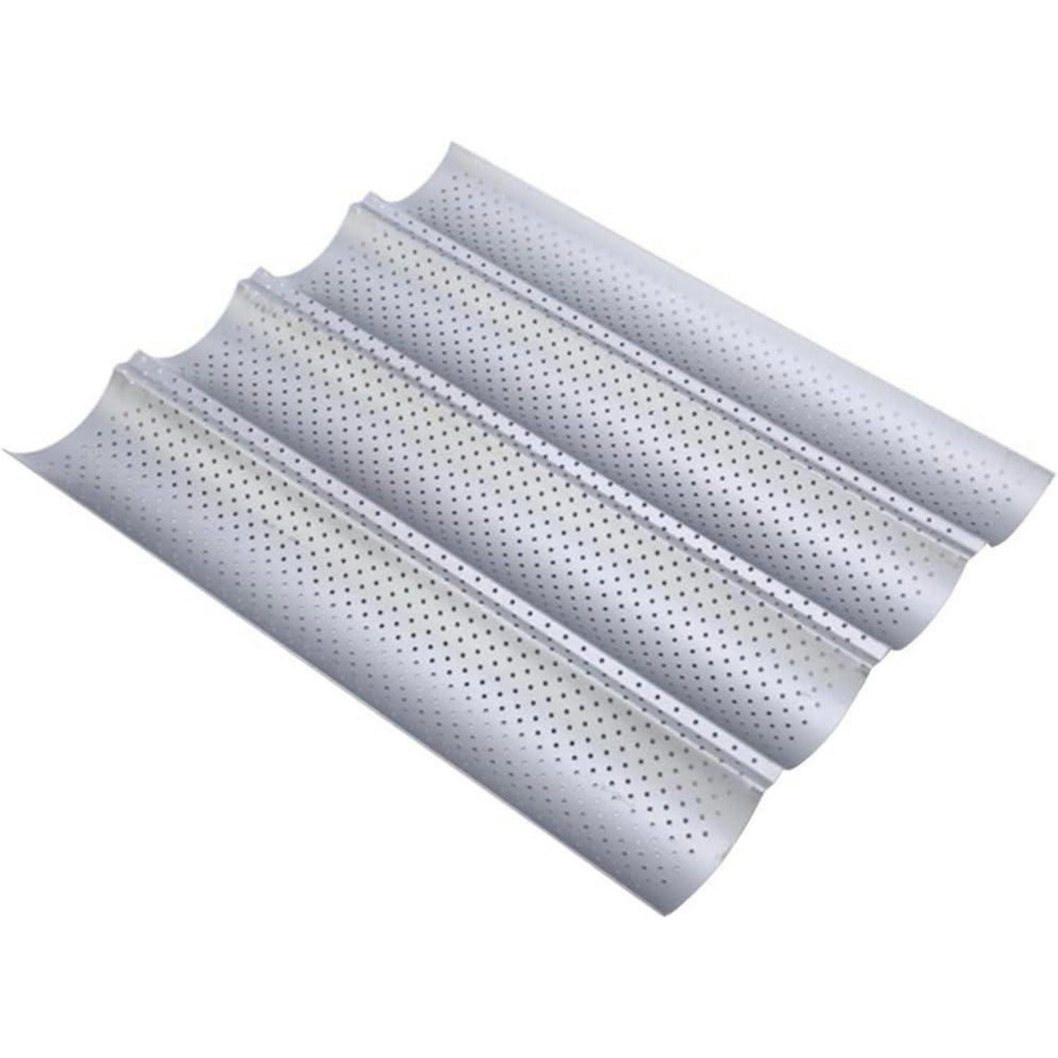 BAGUETTE-BACKFORM mit Antihaftbeschichtung 38 x 33 cm für 4 Baguettes - Weiß, Metall (33/2/38cm)