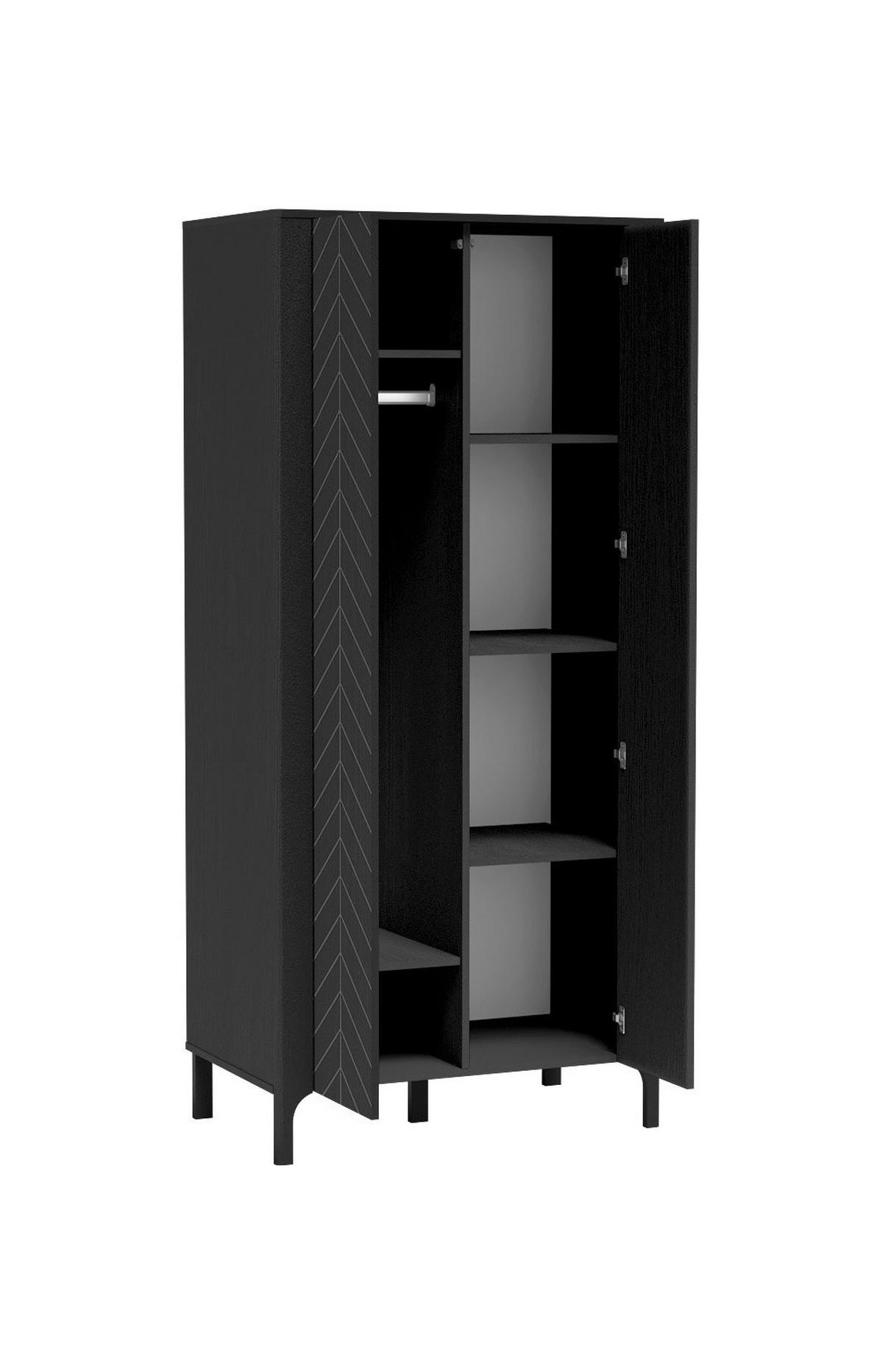 KLEIDERSCHRANK Malumi MM-7 Schwarz Paintflow - Schwarz, Holzwerkstoff (90/197/54.5cm)
