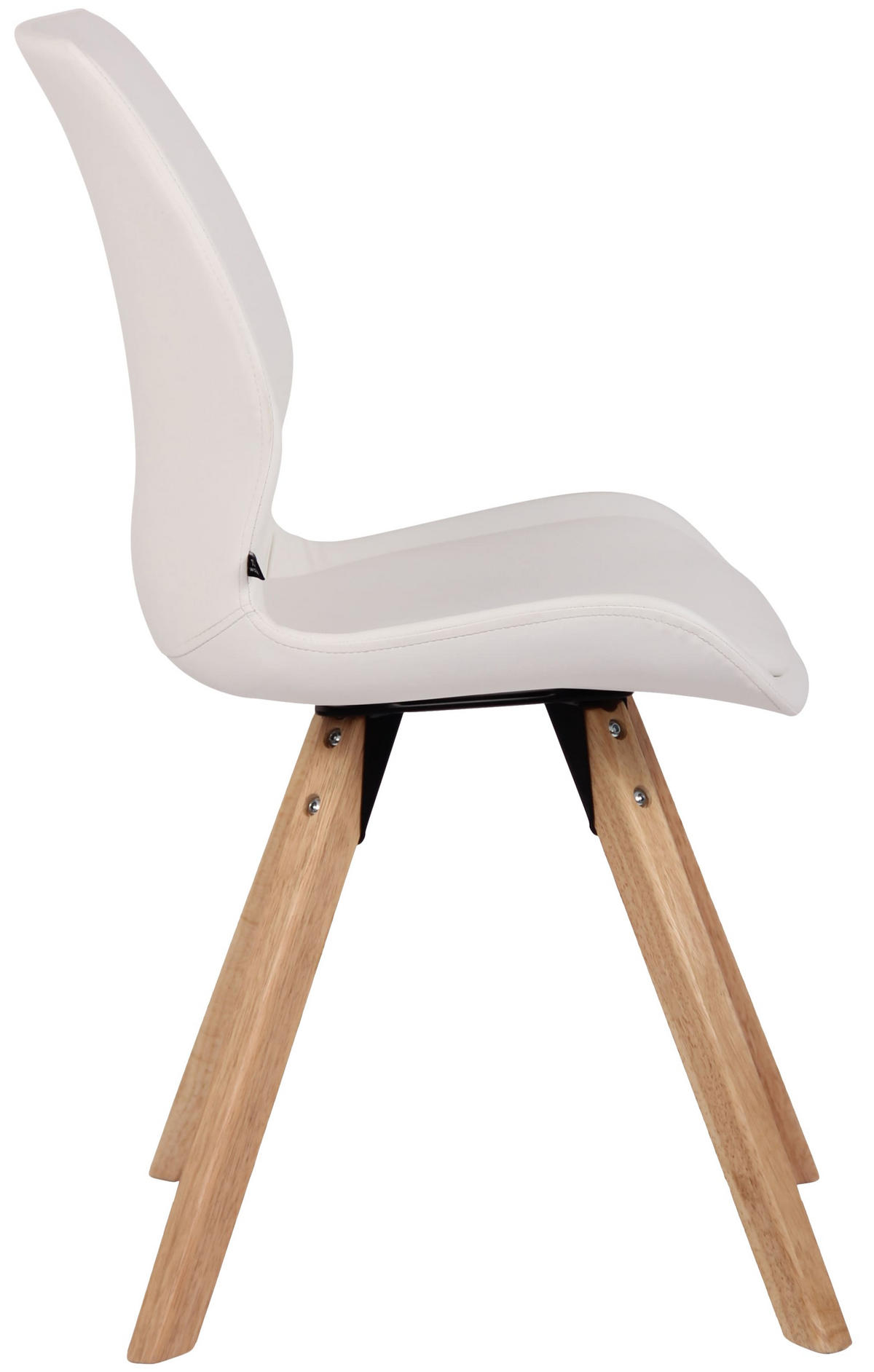 STUHL Lederlook weiß - Eukalyptusholzfarben/Weiß, Holz/Textil (49/87.5/58cm) - CLP