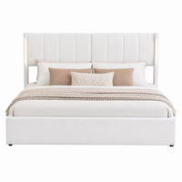 BETT mit Stauraum und LED 160x200 cm PU Weiß - Weiß, Metall (160/200cm) - Meubliv