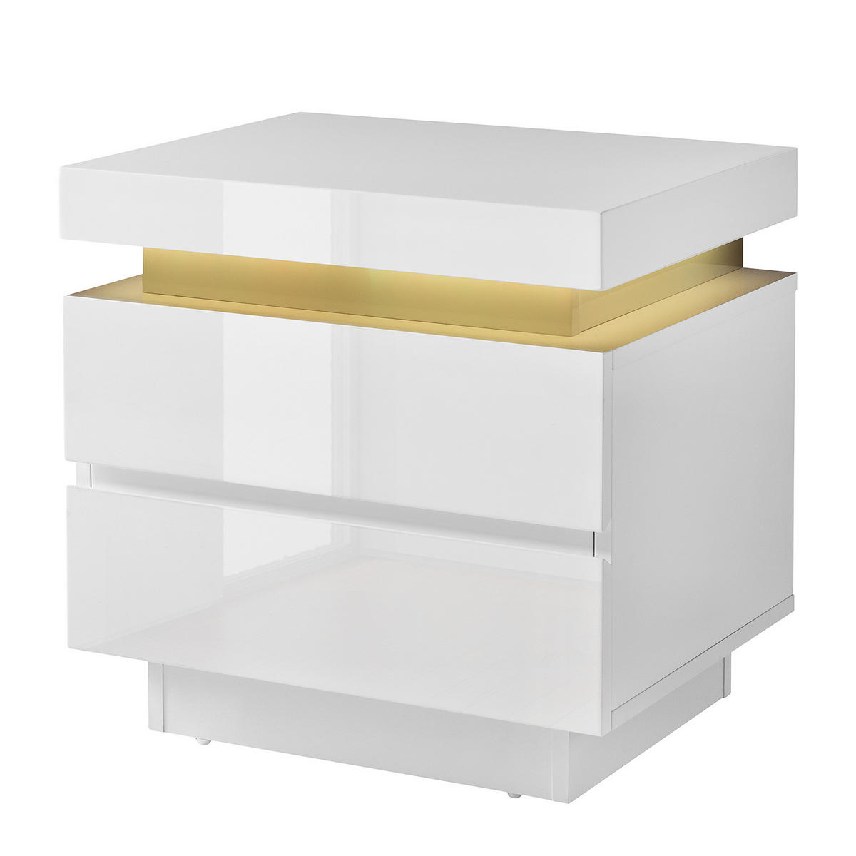 NACHTKOMMODE mit Beleuchtung - Hochglanz Weiß - Weiß Hochglanz, Holzwerkstoff (50/49/40cm) - home24