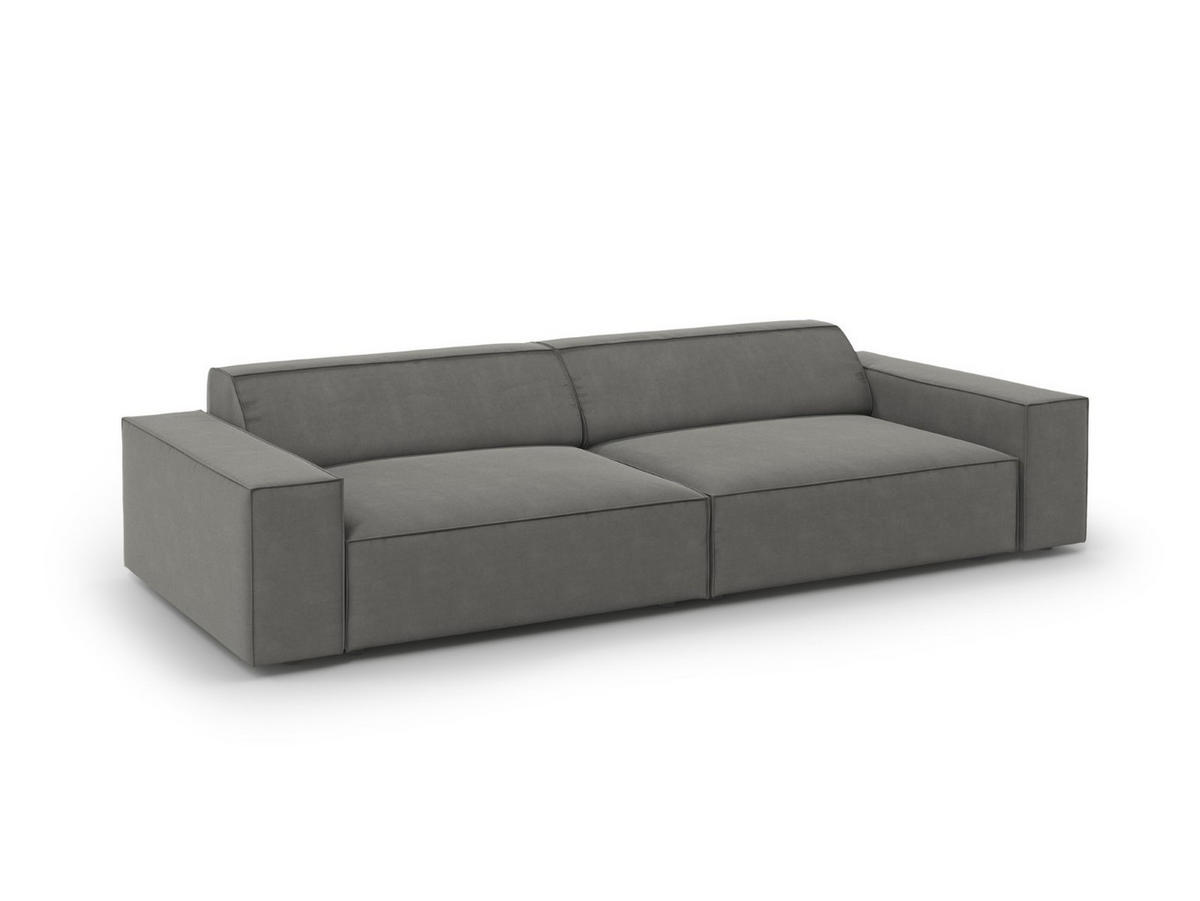 SOFA Jodie aus Samt hellgrau 4 Sitzplätze - Hellgrau, Textil (244/70/102cm) - Micadoni