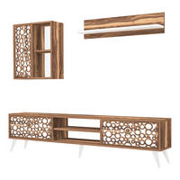 ANBAUWAND Leka 3-tlg - Nussbaumfarben/Weiß, Holzwerkstoff (29.5/48/180cm) - [en.casa]