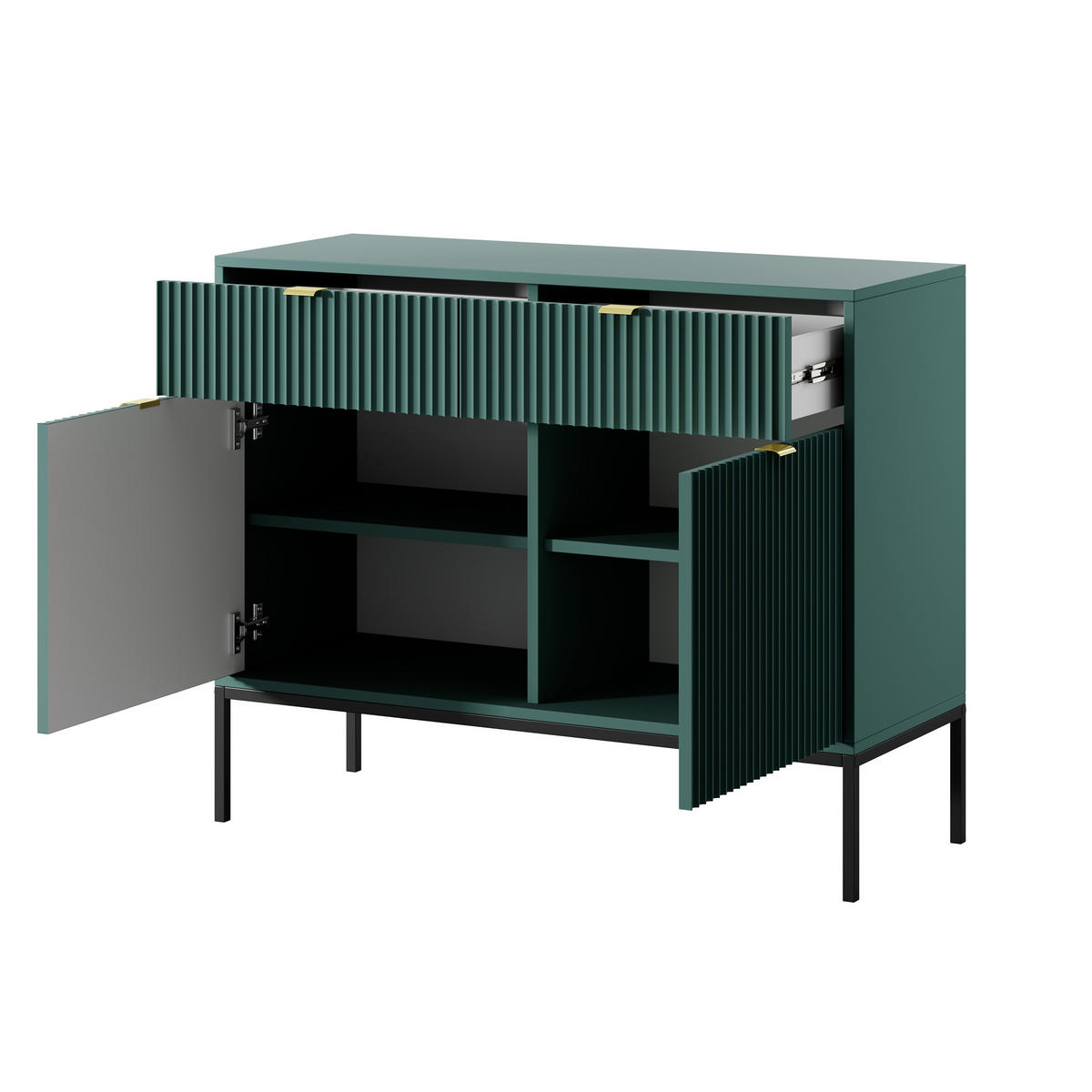 KOMMODE STELLARE 104/83/39 cm mit 2 Schubladen 2 Türen Hellgrün - Hellgrün, Holzwerkstoff (104/83/39cm) - MASSENO