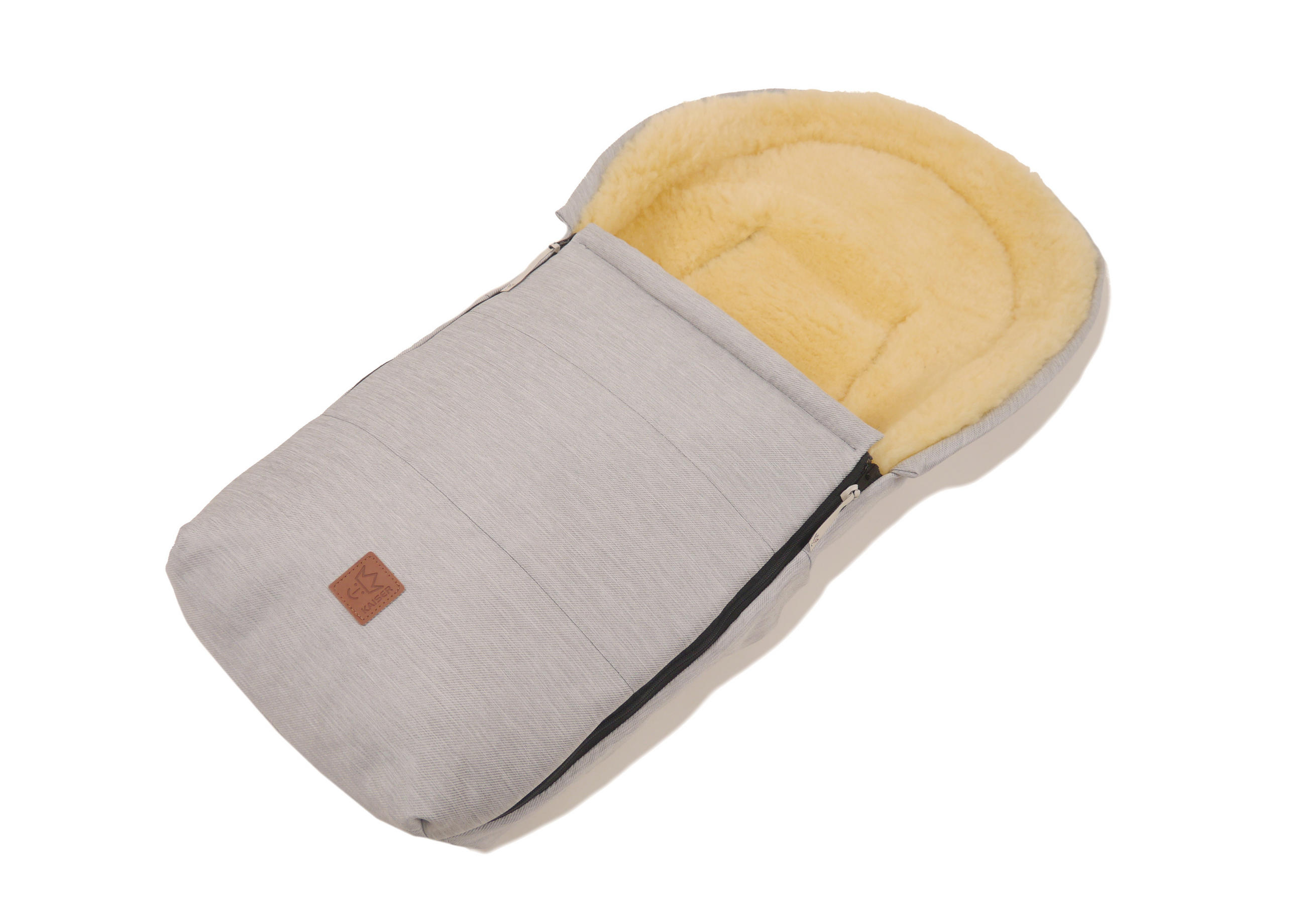 LAMMFELL-BABYSCHALENFUSSSACK Emma, denim light grey - Hellgrau, Fell (37/7/80cm) - Kaiserbaby
