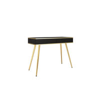 KONSOLENTISCH FORNO (Schwarz, Goldene Details, 2 Schubladen, goldene Metallfüße) - Gelb/Goldfarben, Holz/Holzwerkstoff (50/102/80cm) - Ravio