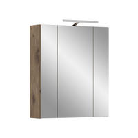 SPIEGELSCHRANK inkl. Beleuchtung ICE (B/H/T: ca. 60/70/18 cm) in Nox Oak Nachbildung/schwarz matt - Eichefarben, Holzwerkstoff (60/70/18cm)