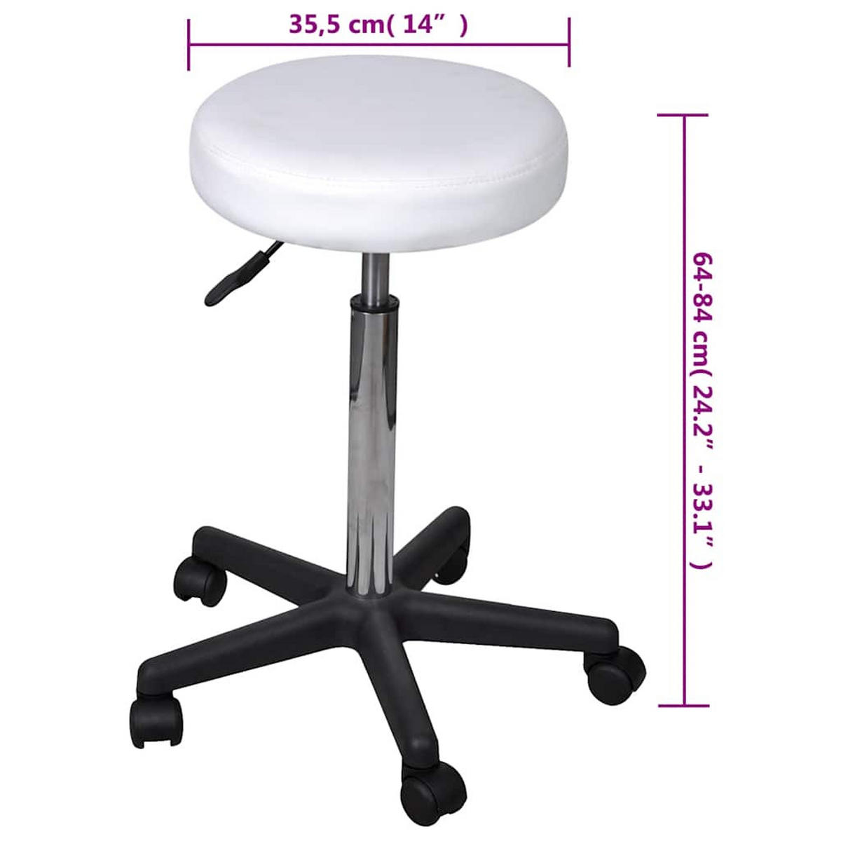 BÜROSTÜHLE Schwenkbar 84 cm Weiß Kunstler - Weiß, Leder (52/84/52cm) - vidaXL
