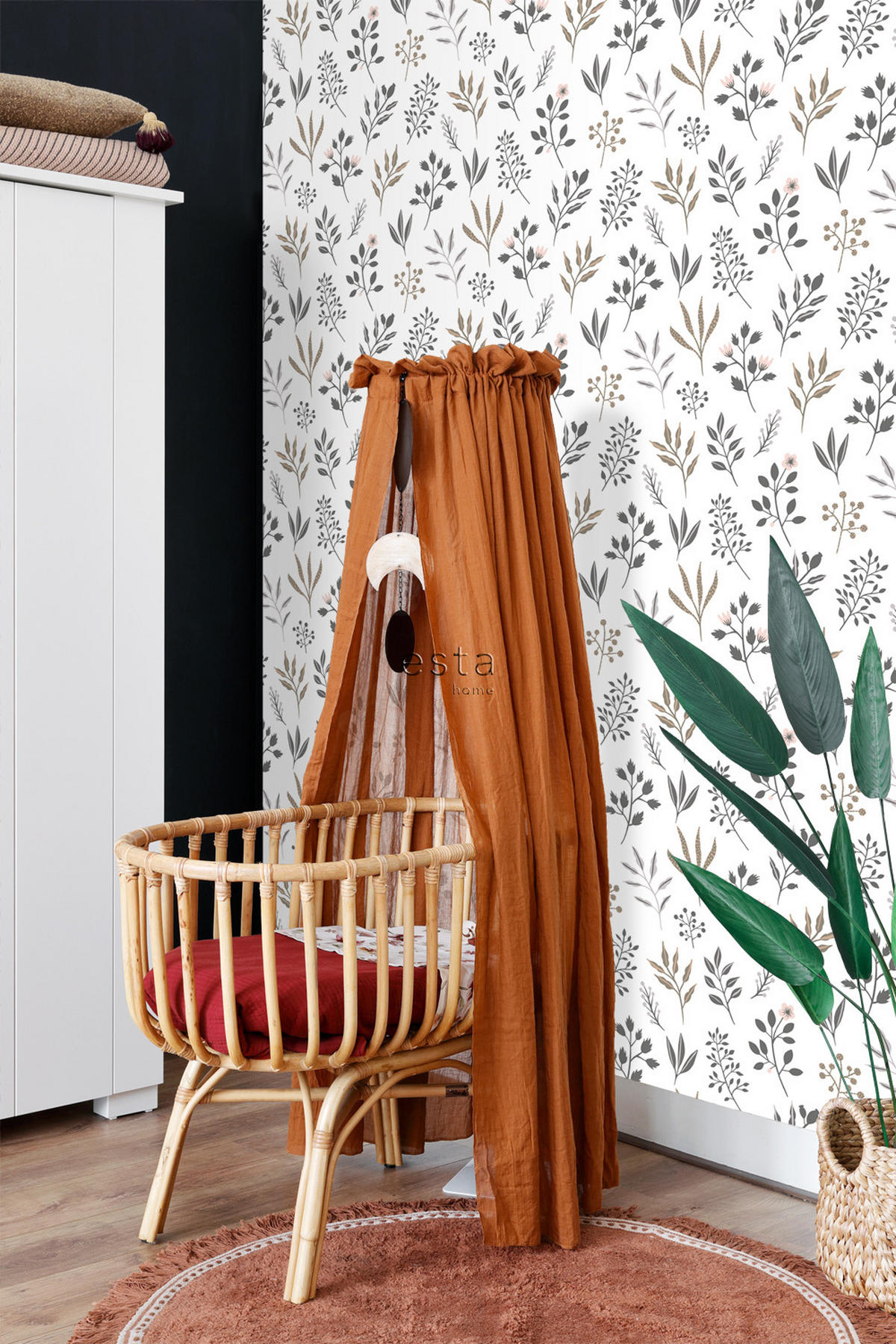 TAPETE Blumenmuster im skandinavischen Stil 53 cm x 10.05 m - Weiß, Papier (53/1000cm) - ESTAhome