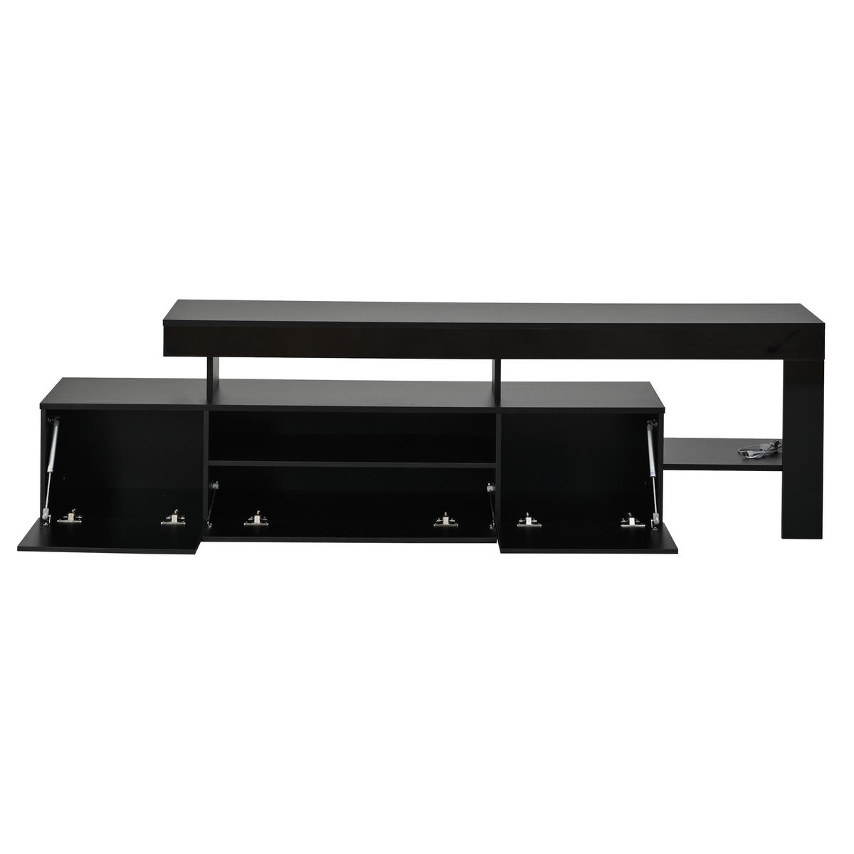 TV-SCHRANK 192/37/53 cm Schwarz mit LED und 3 schränke - Schwarz, Holzwerkstoff (192/53/37cm) - Oxeza