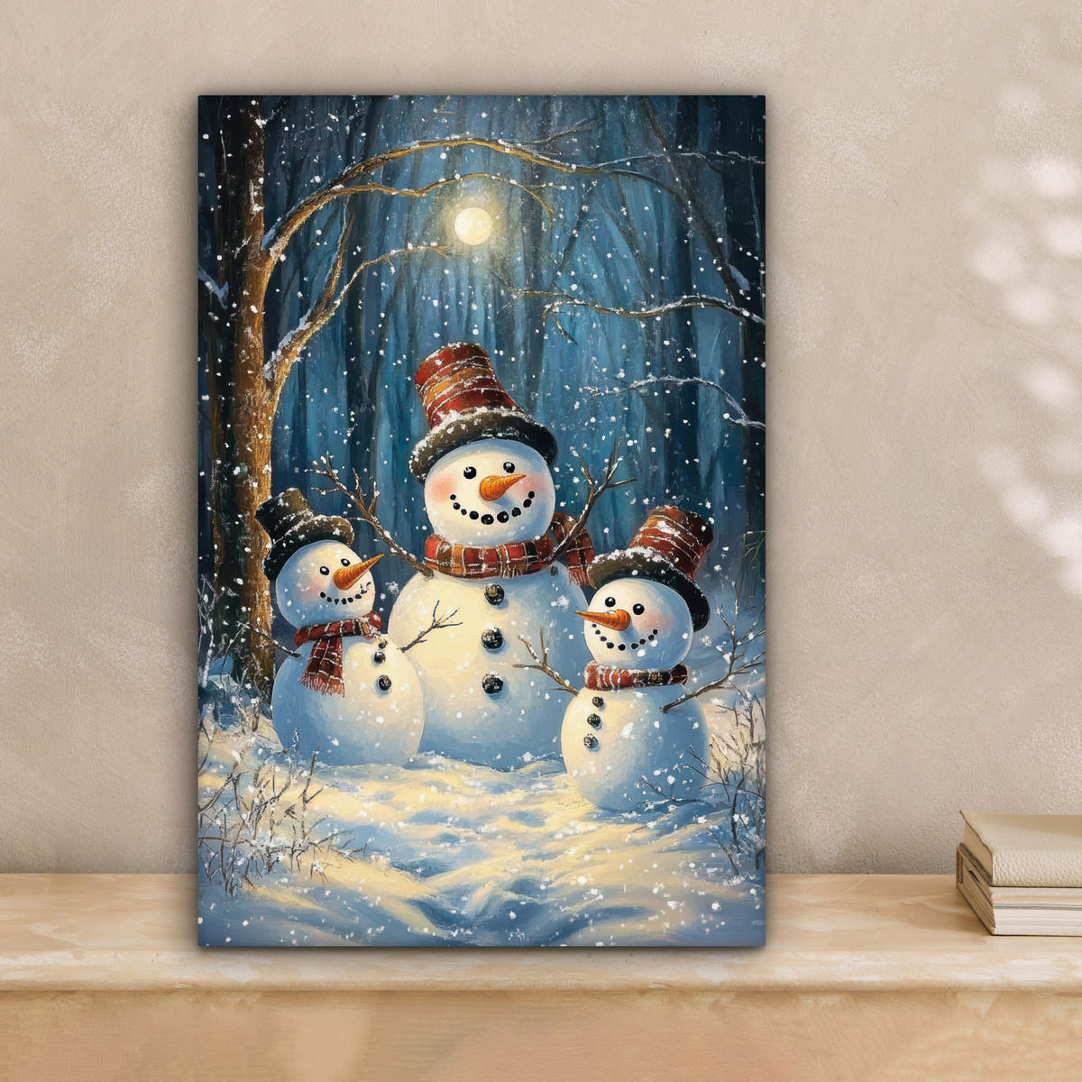 LEINWANDBILD Schneemann - Schnee - Winter - Wald 20x30 cm - Hellblau, Textil (20/30cm) - MuchoWow